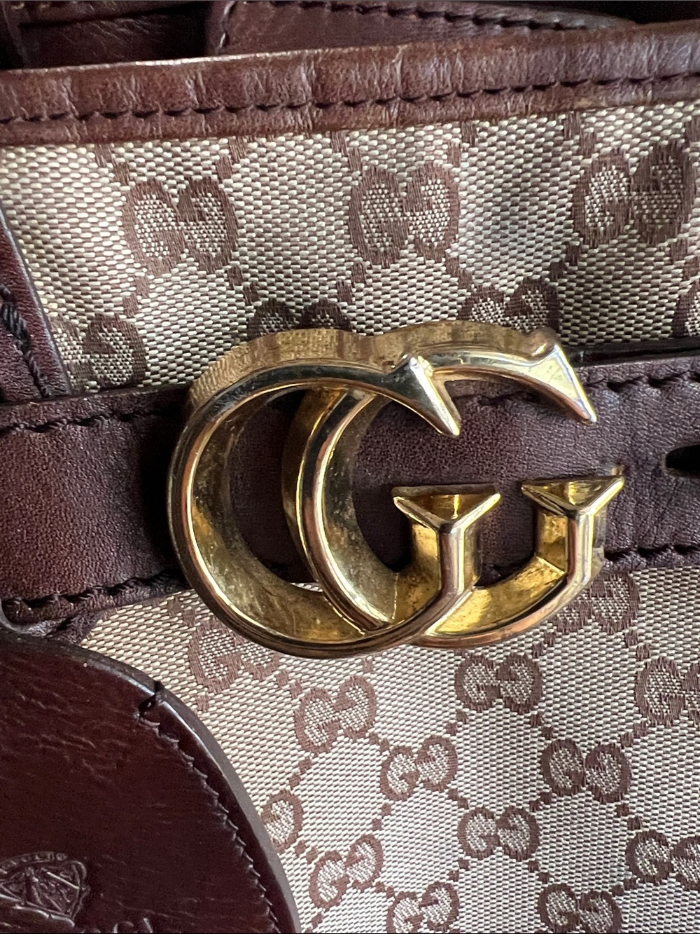 Gucci Brown GG Canvas Top-Handle Satchel with Gold Hardware - Picture 16 of 17